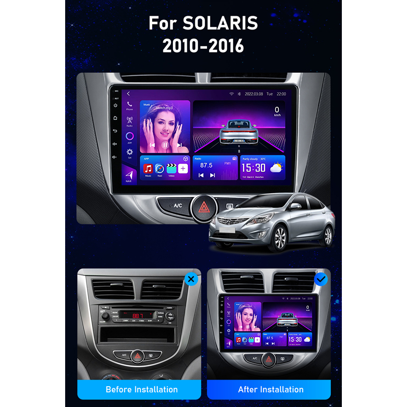 Hyundai Solaris Verna 2010-2016 car android Frame - SKY Universe Hyundai Solaris Verna 2010-2016 car android Frame
