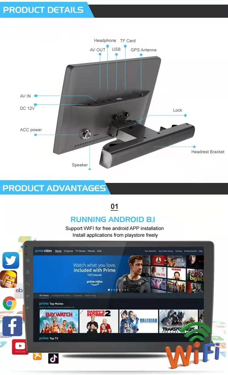 10.1 Inch Car Headrest Monitor